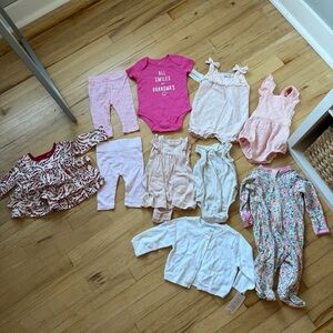Baby Gap, Carters, Cat & Jack, Burt’s Bees Baby Girl Lot Of 10 Size 0-3 Months